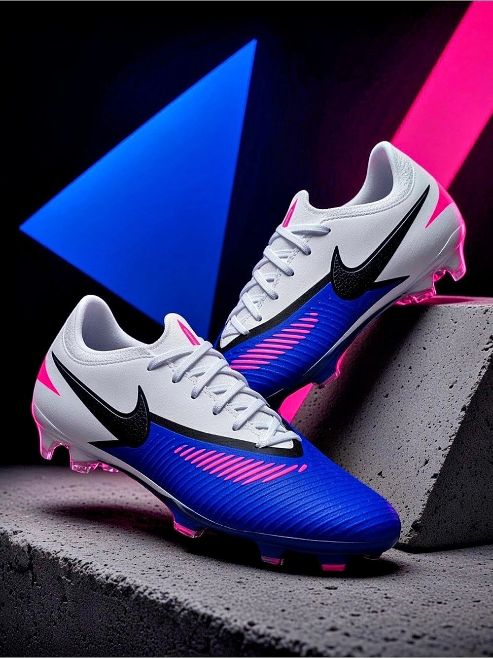 Nike Phantom 6 Low Academy FG/MG Soccer Cleats Blue & White US 9.5 Like New